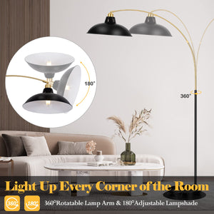 Arc Floor Lamp with Marble Base & 360° Rotatable Arm