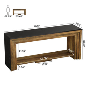 70.9-Inch Farmhouse Console Table with Storage Shelf