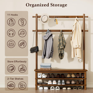 3-in-1 Entryway Hall Tree with Bench and Shoe Storage
