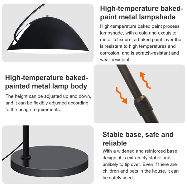 Arc Floor Lamp with Remote, Dimmable LED