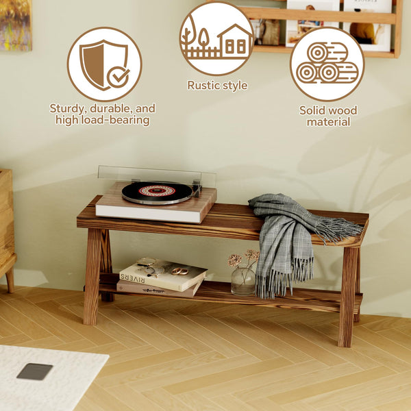 Farmhouse Wood Entryway Bench
