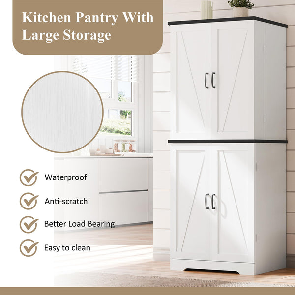 6-Tier Pantry Storage Cabinet with Barn Doors