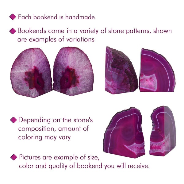 Agate Geode Bookends – Pink Silver Electroplated