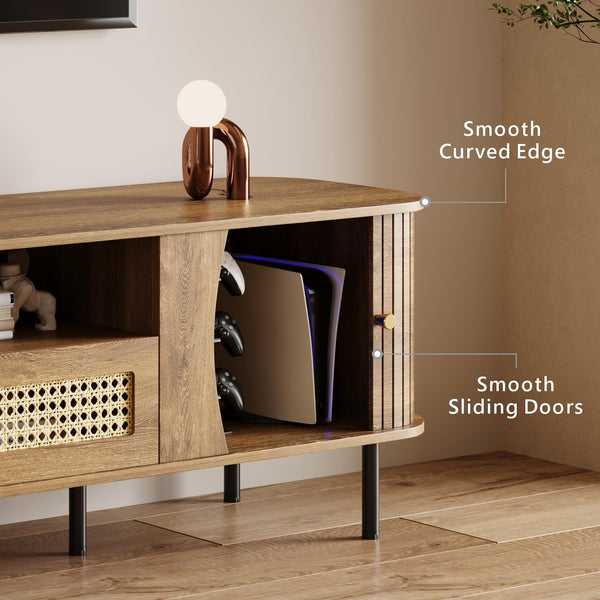 71" TV Stand with Power Outlet & Soft-Close Storage