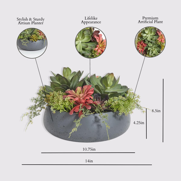 Faux Succulent Arrangement with Planter Pot