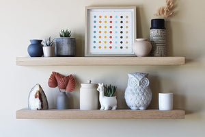 White Oak Floating Wall Shelves – Set of 2
