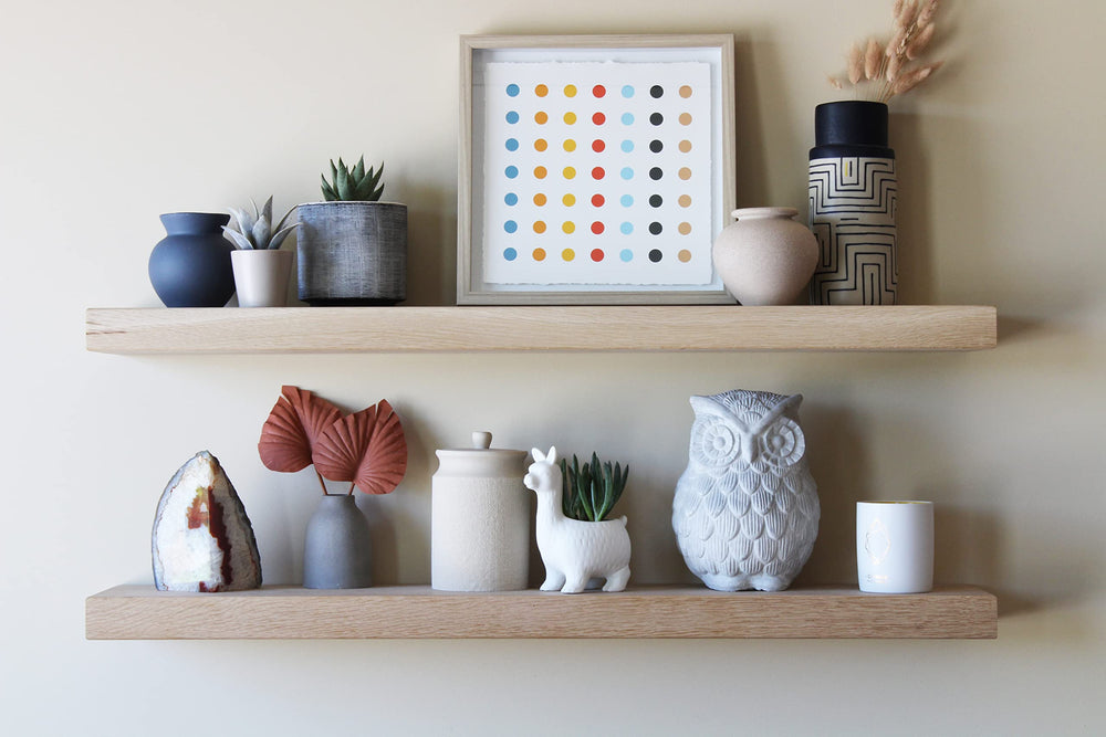 White Oak Floating Wall Shelves – Set of 2