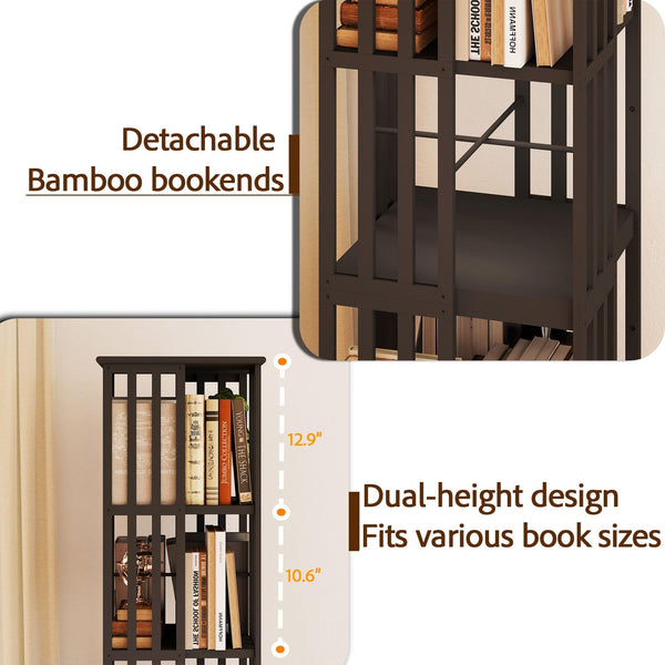6-Tier Rotating Bamboo Bookshelf Tower