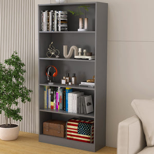 5-Shelf Freestanding Wooden Bookcase with Display Organizer