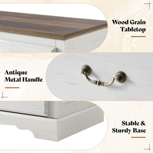 Farmhouse 3-Piece Bedroom Set – 7-Drawer Dresser & 2 Nightstands with Charging Station