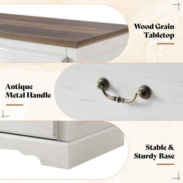 Farmhouse 3-Piece Bedroom Set – 7-Drawer Dresser & 2 Nightstands with Charging Station