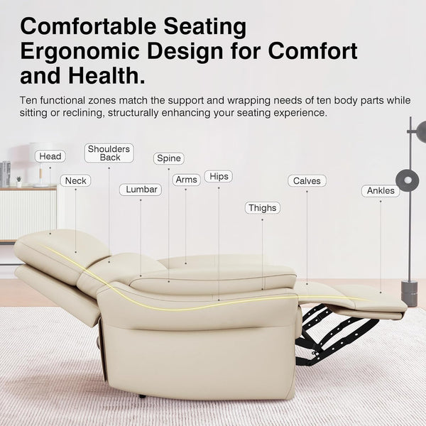 Genuine Leather Recliner Chair – Oversized Ergonomic Lazy Boy with Footrest