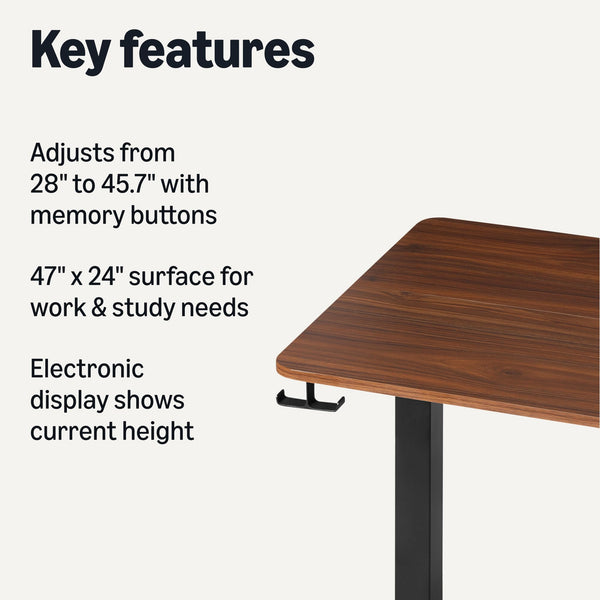 Electric Height-Adjustable Standing Desk 47" x 24"