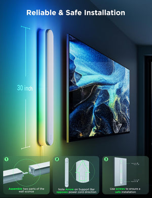 RGBICW Smart Wall Sconces Set of 2