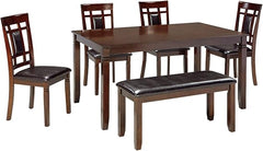6-Piece Dining Table Set with Bench and 4 Chairs