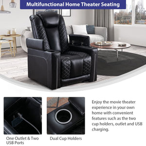 Electric Power Recliner Chair with USB Ports & Cup Holders