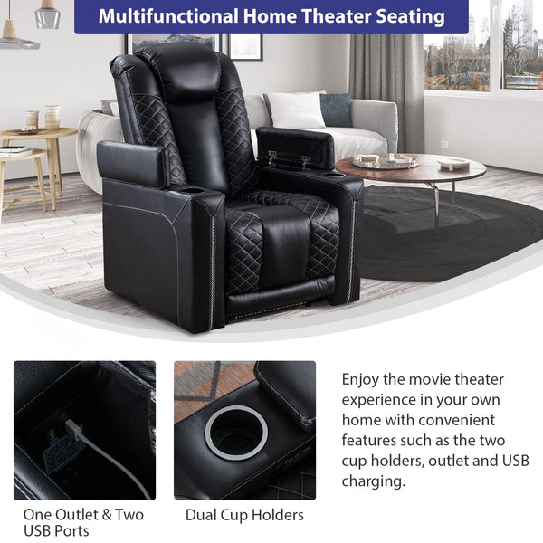 Electric Power Recliner Chair with USB Ports & Cup Holders