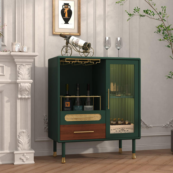 Bar Cabinet with Wine Glass Rack & Stemware Storage