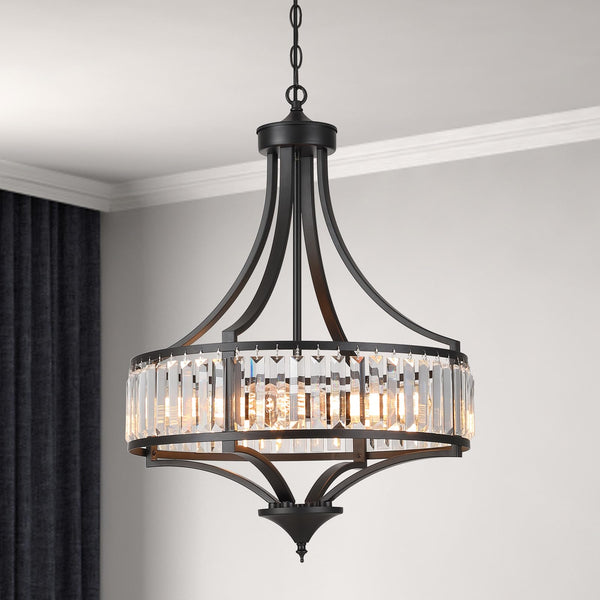 20-Inch Crystal Chandelier 5-Light Adjustable Ceiling Pendant