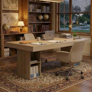 71" Executive Desk with Storage – Oak
