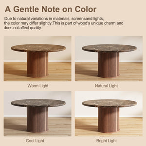 Round Dining Table 47 Inch with Storage Shelf & Marble Top