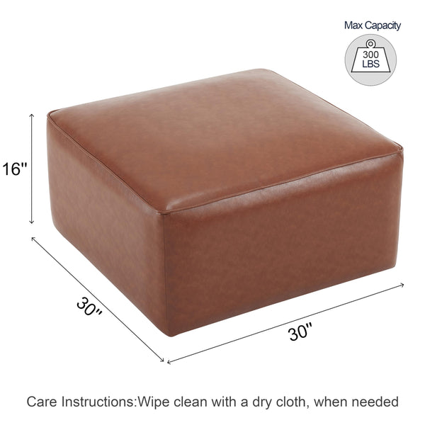 Square Faux Leather Ottoman
