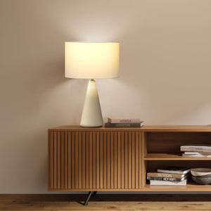 Cement Base LED Table Lamp with Cotton Drum Shade