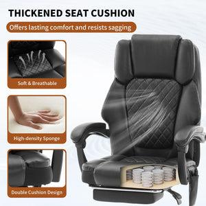 Reclining Massage Office Chair with Heat & Footrest – 400 lbs Capacity