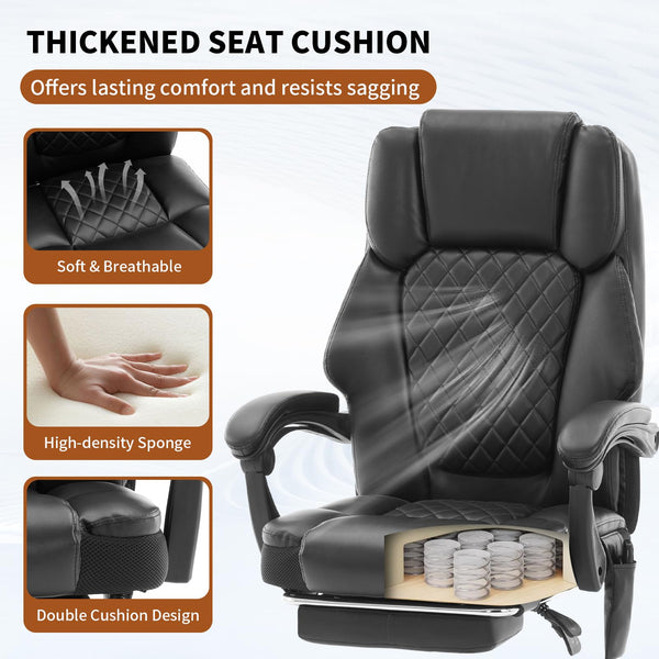 Reclining Massage Office Chair with Heat & Footrest – 400 lbs Capacity
