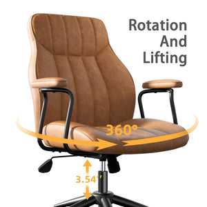 Leather Office Chair – Height Adjustable, Mid-Century Modern