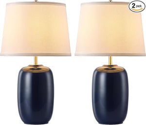22-Inch Ceramic Table Lamps Set of 2 with Fabric Shade
