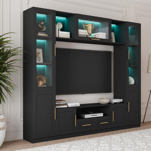 94" Wall Unit Entertainment Center with LED Lights