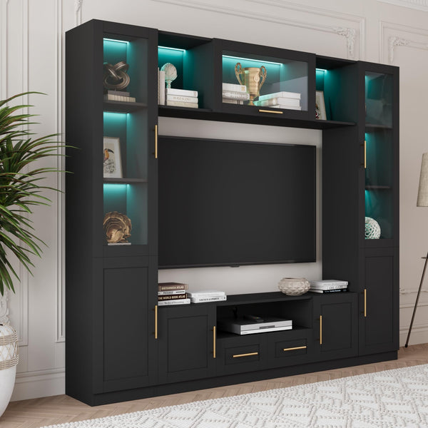 94" Wall Unit Entertainment Center with LED Lights