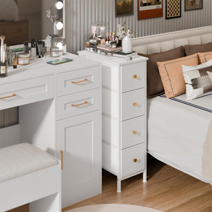 Narrow Dresser with 4 Fabric Drawers