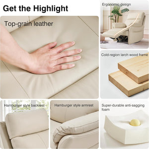 Genuine Leather Recliner Chair – Oversized Ergonomic Lazy Boy with Footrest