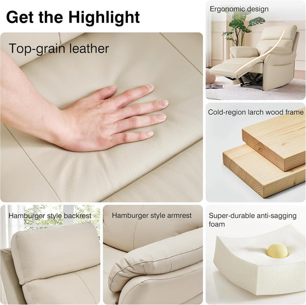Genuine Leather Recliner Chair – Oversized Ergonomic Lazy Boy with Footrest