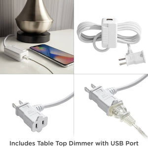 Industrial Table Lamp with Dimmer, USB Port & Nightlight – 28" Tall