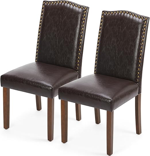 Dining Chairs Set with Wooden Legs & Padded Seat