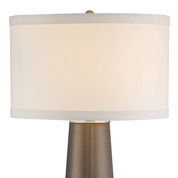 Mid-Century Modern Table Lamps Set of 2 – Dark Gold Glass, Off-White Shade, 36" Tall