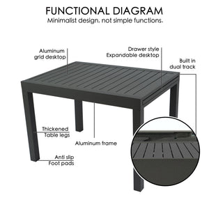 Expandable Aluminum Patio Dining Table for 4–6 People