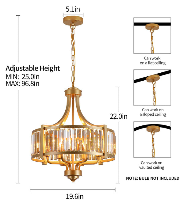 Crystal Chandelier – Modern Farmhouse Ceiling Light Fixture