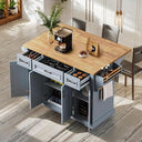 54" Rolling Kitchen Island with Drop Leaf & Storage Drawers