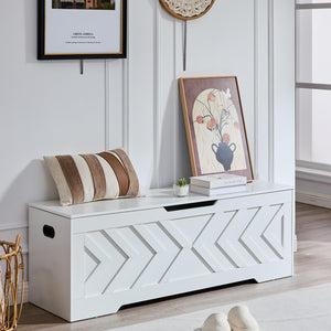 55-Inch Storage Bench with Safety Hinges