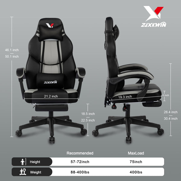 Big & Tall Gaming Chair with Footrest, 400 lbs