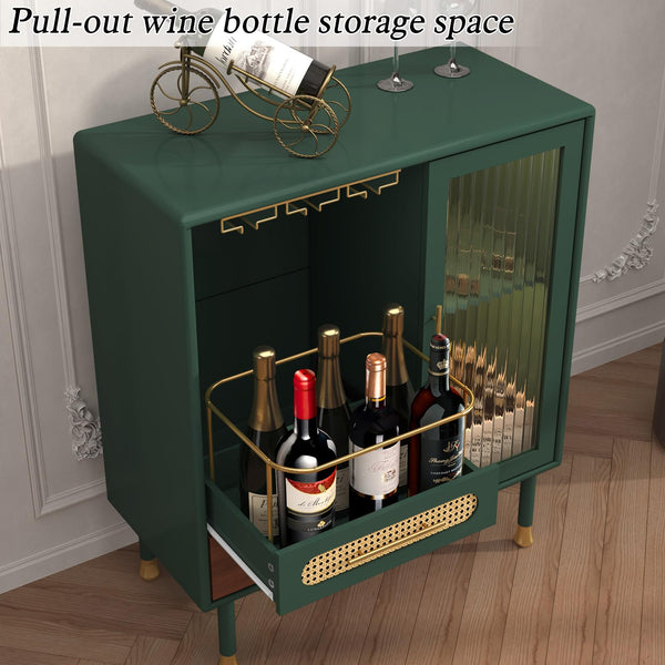 Bar Cabinet with Wine Glass Rack & Stemware Storage