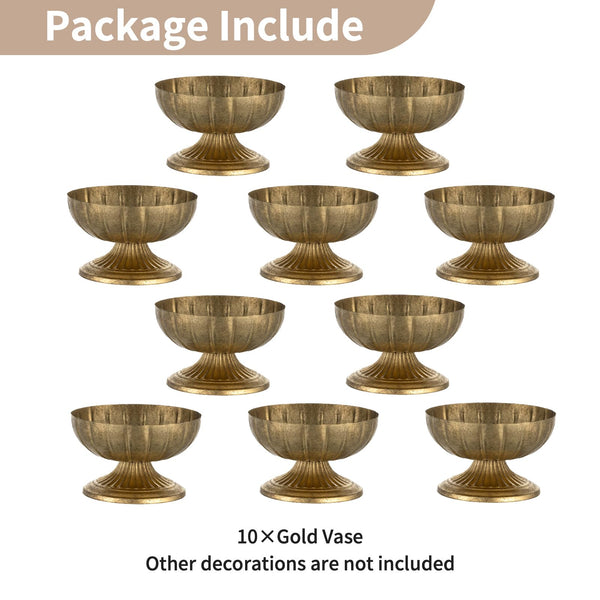 Gold Compote Vase for Centerpiece – Distressed Brass Pedestal Bowl