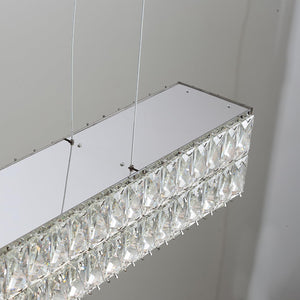 40" Rectangle Crystal Chandelier – Dimmable LED Linear Pendant Light