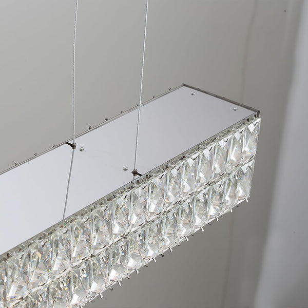 40" Rectangle Crystal Chandelier – Dimmable LED Linear Pendant Light