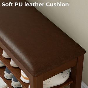 Shoe Storage Bench with Flip-Top Lid, Cushion & Adjustable Shelf