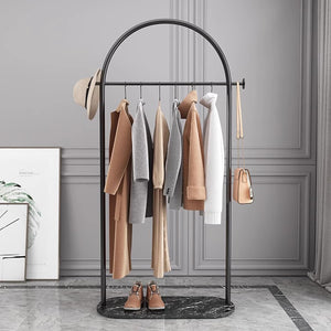 N-Shaped Coat Rack with Marble Base & 2 Hooks
